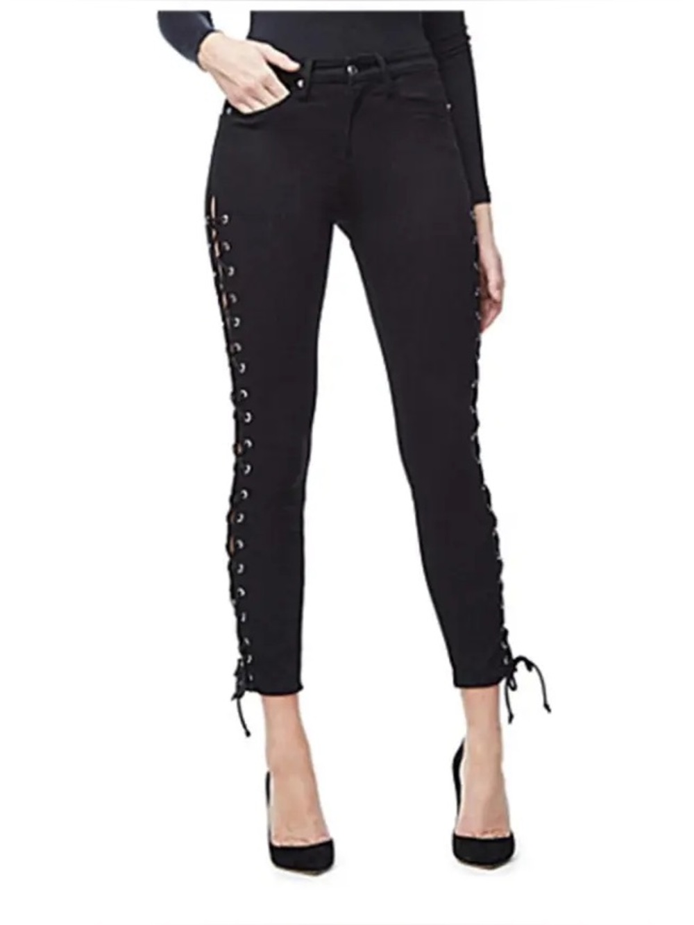 GOOD AMERICAN Good Legs lace up jeans✨